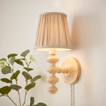 An Image of Bobby Pleated Plug In Wall Light Natural