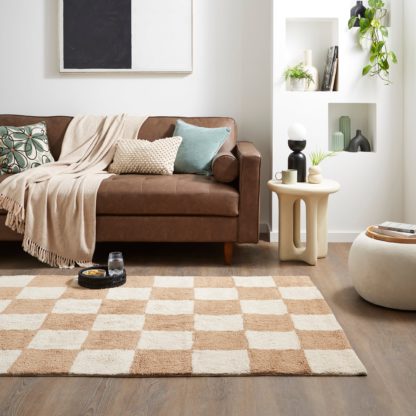 An Image of Vintage Checkerboard Rug Sage