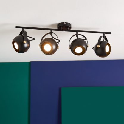 An Image of Elements Olympa 4 Light Adjustable Spotlight Bar Black