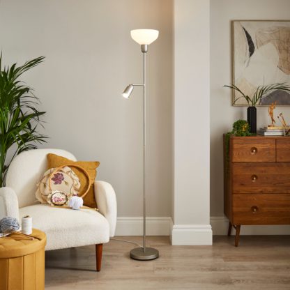 An Image of Industrial Mother & Child Adjustable Floor Lamp Brushed Gold