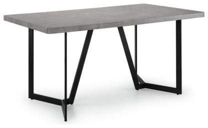 An Image of Julian Bowen Miller Concrete 6 Seater Dining Table - Chrome