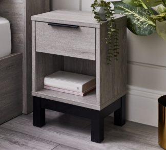 An Image of Bali – 1-Drawer Bedside Table – Grey Oak – Wooden - Happy Beds