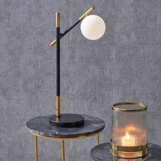 An Image of Wanda White Orb and Black Metal Table Lamp Black and White