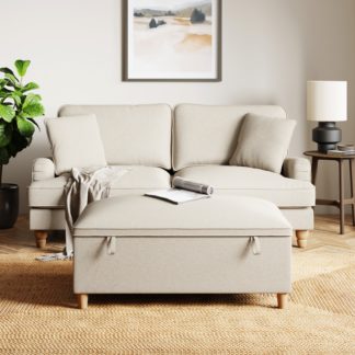 An Image of Beatrice Footstool Sofa Bed, Luna Fabric Natural