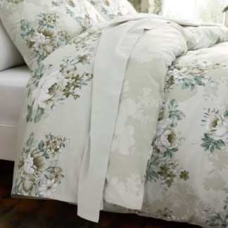 An Image of Darla Floral 100% Cotton Flat Sheet Sage (Green)