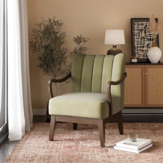 An Image of Delilah Scallop Armchair, Velvet Olive