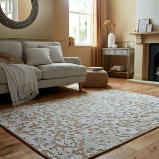 An Image of Churchgate Bradmore Floral Wool Rug Natural