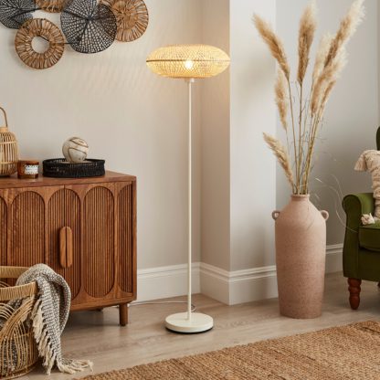 An Image of Lise Bamboo Uplighter Floor Lamp Natural