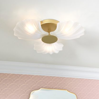 An Image of Shell Coastal Bathroom Flush Ceiling Light Gold