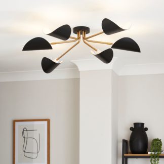 An Image of Elements Lyon 6 Light Semi Flush Ceiling Light Black