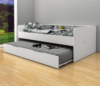 An Image of Kudl - Single – Day Bed with Underbed Trundle - White - Wooden – 3ft – Happy Beds