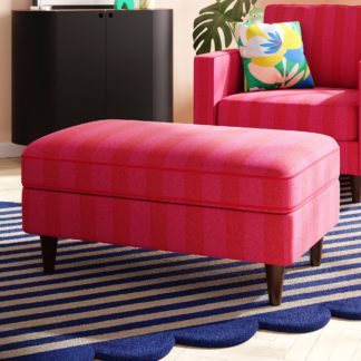 An Image of Zoe Elements Two Tone Woven Stripe Footstool Woven Stripe Fushia Pink and Red