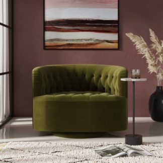 An Image of Elena Buttoned Swivel Chair Olive