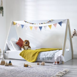 An Image of Festival – Single – Themed Kids Tent Bed – Pale Wood/White – Wooden – 3ft - Happy Beds