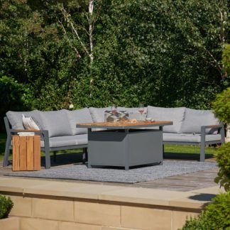 An Image of Stockholm Corner Set with Fire Pit Table Grey