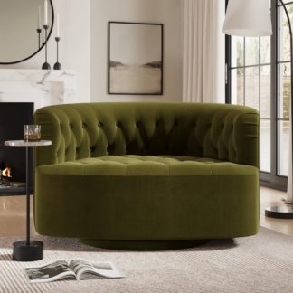 An Image of Elena Buttoned Swivel Loveseat Olive