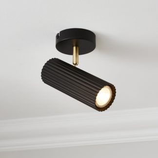 An Image of Georgi Industrial Ribbed Adjustable Spotlight Black