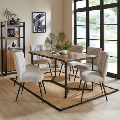 An Image of Brayden 6 Seater Rectangular Dining Table, Parquet Effect Brown