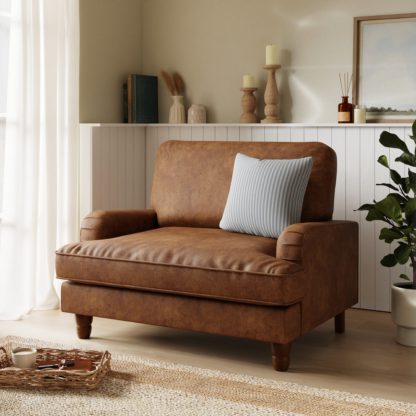 An Image of Beatrice Snuggle Sofa, Relaxed Faux Leather Tan