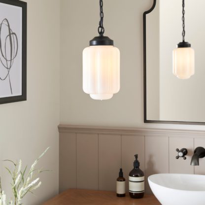 An Image of Rene Bathroom Adjustable Ceiling Light Black and White