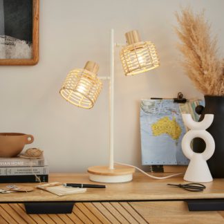 An Image of Emil Rattan 2 Light Adjustable Table Lamp Natural