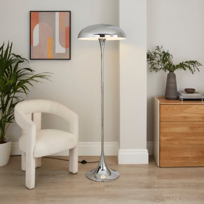 An Image of Elements Lennon Industrial 2 Light Floor Lamp Silver