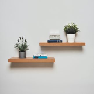 An Image of Set of 2 Floating Shelves, 40cm Oak