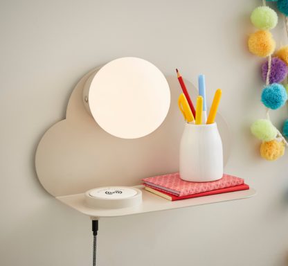 An Image of Rechargeable Touch Dimmable Wall Light With Cloud Shelf White