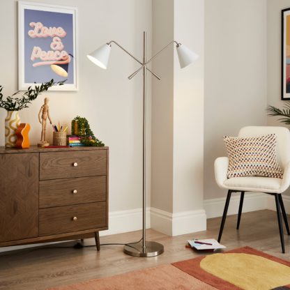 An Image of Elements Shaw 2 Light Adjustable Floor Lamp White