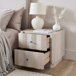 An Image of Willa 2 Drawer Bedside Table Off-White