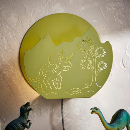 An Image of Dinosaur Metal Wall Light Green