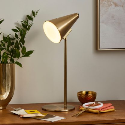 An Image of Conical Rechargeable Touch Dimmable Table Lamp Gold