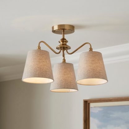 An Image of Enid 3 Light Semi Flush Ceiling Gold