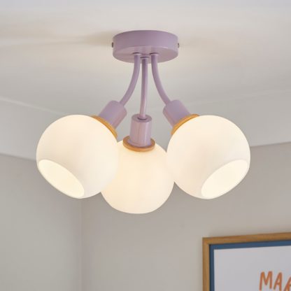 An Image of Elements Bailey 3 Light Semi Flush Ceiling Blue