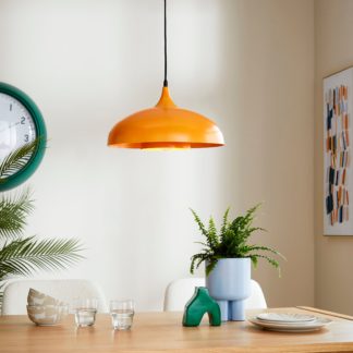 An Image of Elements Lennon Industrial 2 Tier Dome Pendant Light Tangerine (Orange)