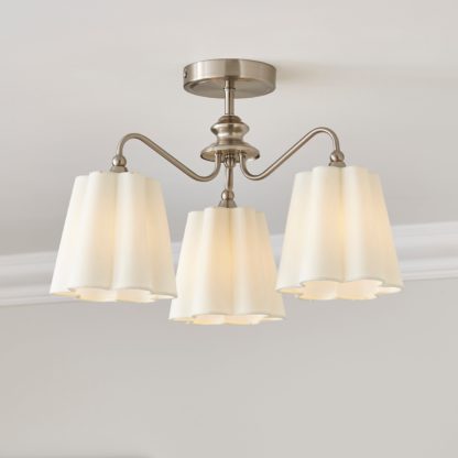 An Image of Nancy 3 Light Semi Flush Ceiling Silver