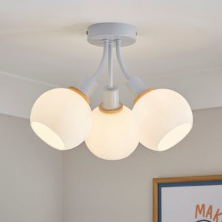 An Image of Elements Bailey 3 Light Semi Flush Ceiling Blue