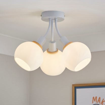 An Image of Elements Bailey 3 Light Semi Flush Ceiling Blue