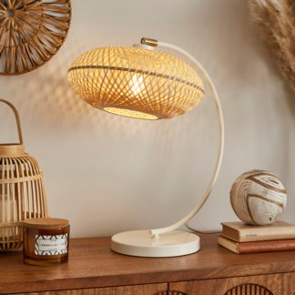 An Image of Lise Bamboo Arched Adjustable Table Lamp Natural