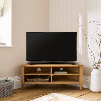 An Image of Churchgate Walcote Open Corner Tv Unit for Tvs Up To, Oak Oak