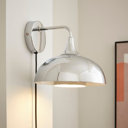 An Image of Elements Lennon Industrial 2 Tier Dome Plug in Wall Light Chrome