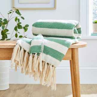 An Image of Beatrice Stripe Throw 130x180cm Green