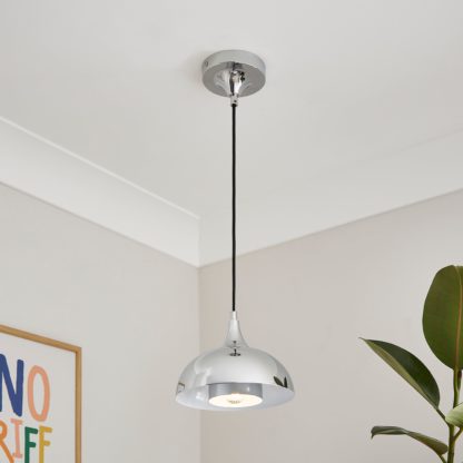 An Image of Elements Lennon Industrial 2 Tier Dome Mini Pendant Light Black