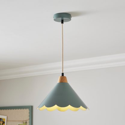 An Image of Remi Scalloped Pendant Light Green