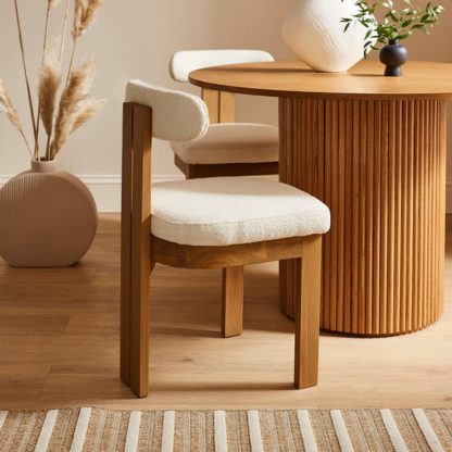 An Image of Lovato Dining Chair Stained Oak, Ivory Boucle