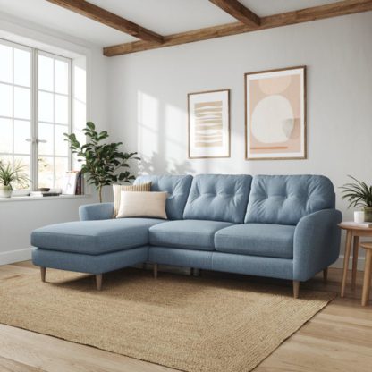 An Image of Sven Chunky Tonal Weave Large Corner Chaise Sofa