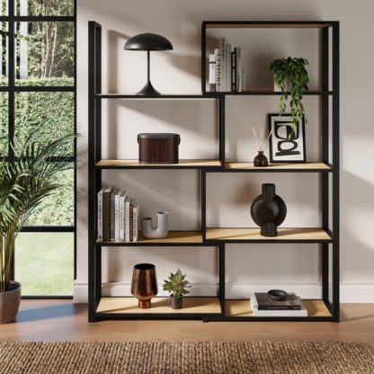 An Image of Tilden Tall Extendable Shelving Unit, Oak Effect