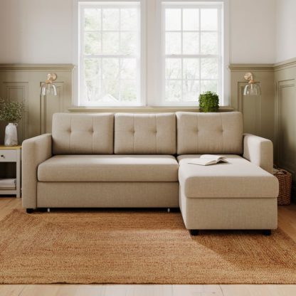 An Image of Barker Flatweave Trundle Corner Chaise Sofa Bed