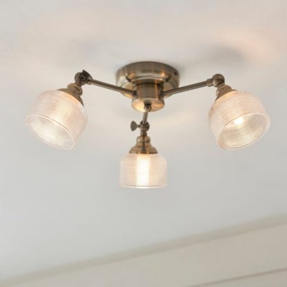 An Image of Amesbury Industrial 3 Light Semi Flush Ceiling Light