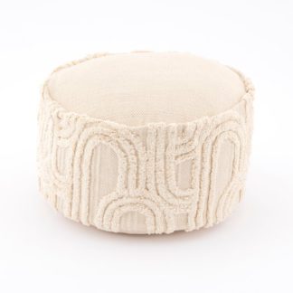 An Image of Curves Tufted Natural Pouffe